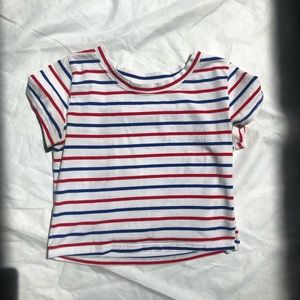 Romwe Striped blue red Crop Top Sz S